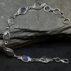 Silber Armband Labradorit tropfen facettierte Edelsteine edler Armschmuck
