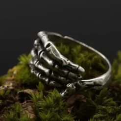 Skelett Hand größenverstellbar Ring Schmuck Gruftig 925 Silber