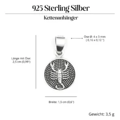 Skorpion Schmuck Astrologie Sternzeichen 925 Silber Anhänger Schmuck