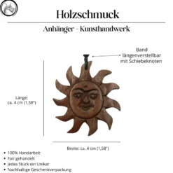 Sonne Halskette Holz Matahari Kettenanhänger Schmuck