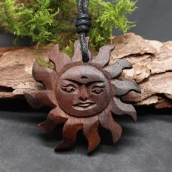 Sonne Halskette Holz Matahari Kettenanhänger Schmuck