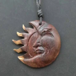 Sonne Mond Holzschmuck Kettenanhänger 2-farbig