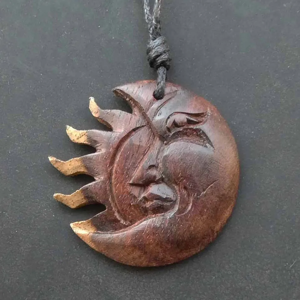 Sonne Mond Holzschmuck Kettenanhänger 2-farbig