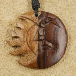 Sonne Mond Holzschmuck Kettenanhänger 2-farbig