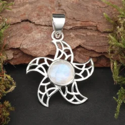 Sonnen Anhänger mit Edelstein Mondstein aus 925 Silber