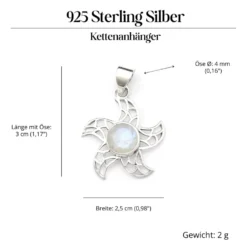 Sonnen Anhänger mit Edelstein Mondstein aus 925 Silber