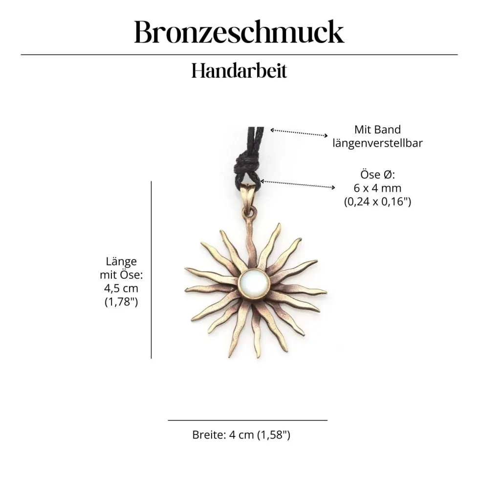 Sonnen Anhänger Perlmutt Schmuck Bronze Kette