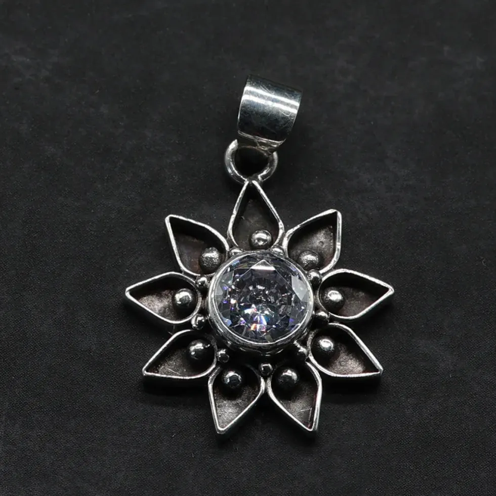 Sonnen Anhänger Zirkonia glasklar 925 Silber