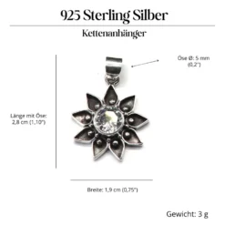Sonnen Anhänger Zirkonia glasklar 925 Silber