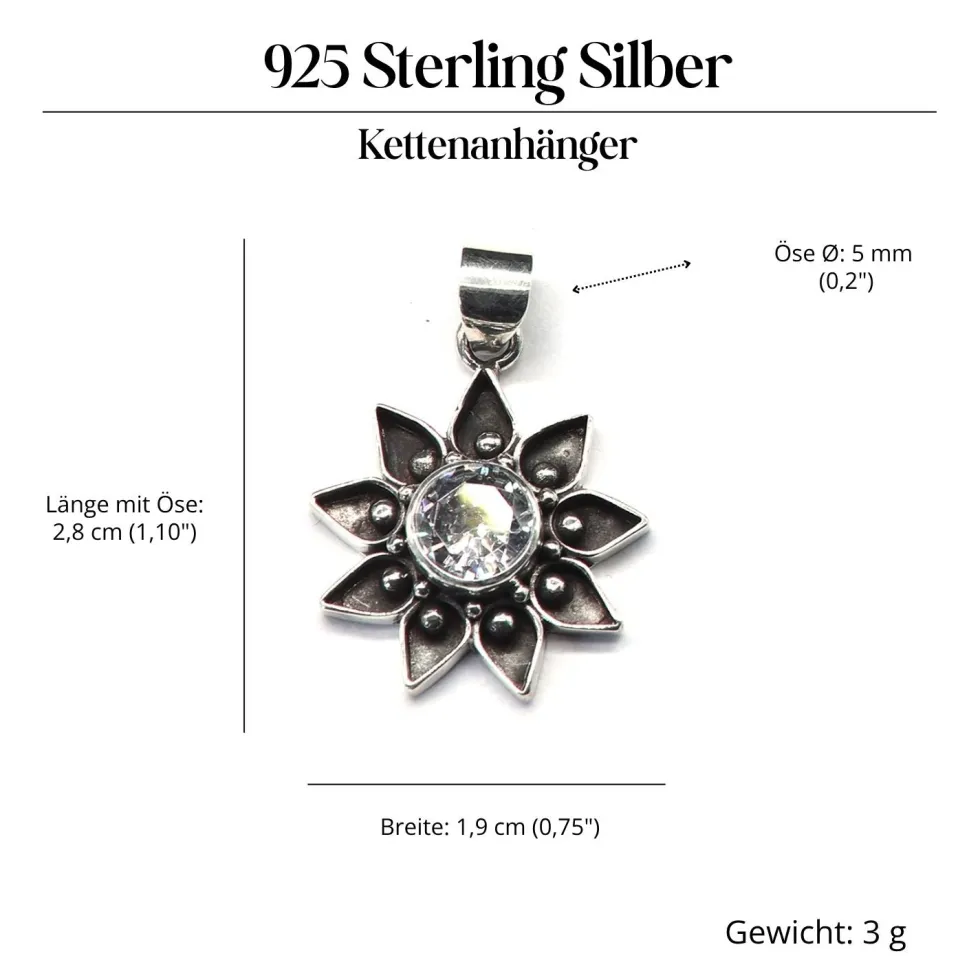 Sonnen Anhänger Zirkonia glasklar 925 Silber