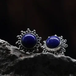 Sonnen Ohrstecker Lapislazuli Damen Ohrring 925 Silber (Paar)