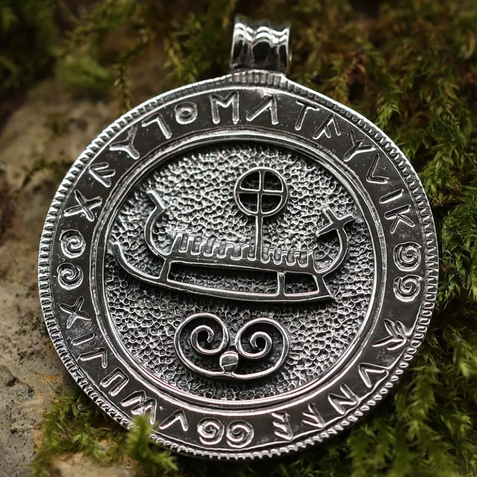 Sonnenschiff 925 Silber Wikinger Schmuck Anhänger