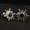 Sonne Ohrstecker Edelstein Granat 925er Silber Ohrschmuck (Paar)