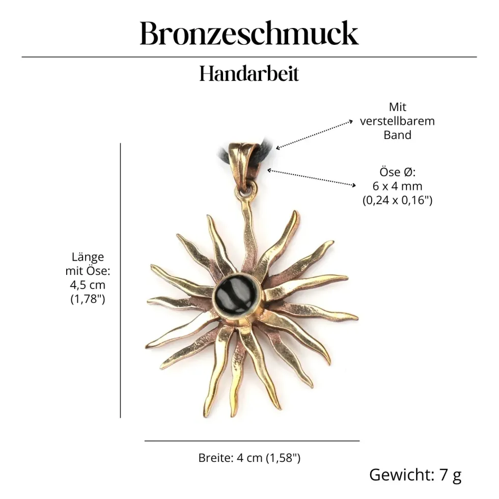 Sonne Onyx Schmuck Bronze Anhänger