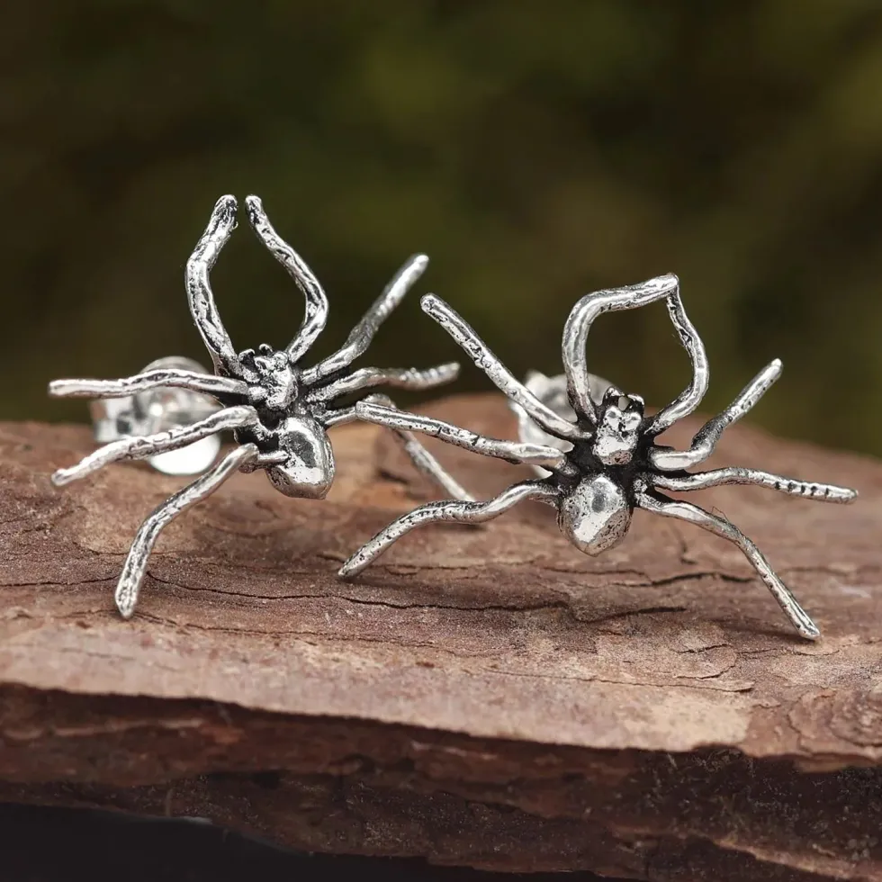 Spinne große Ohrringe Silber Ohrstecker 925 Sterlingsilber Ohrschmuck