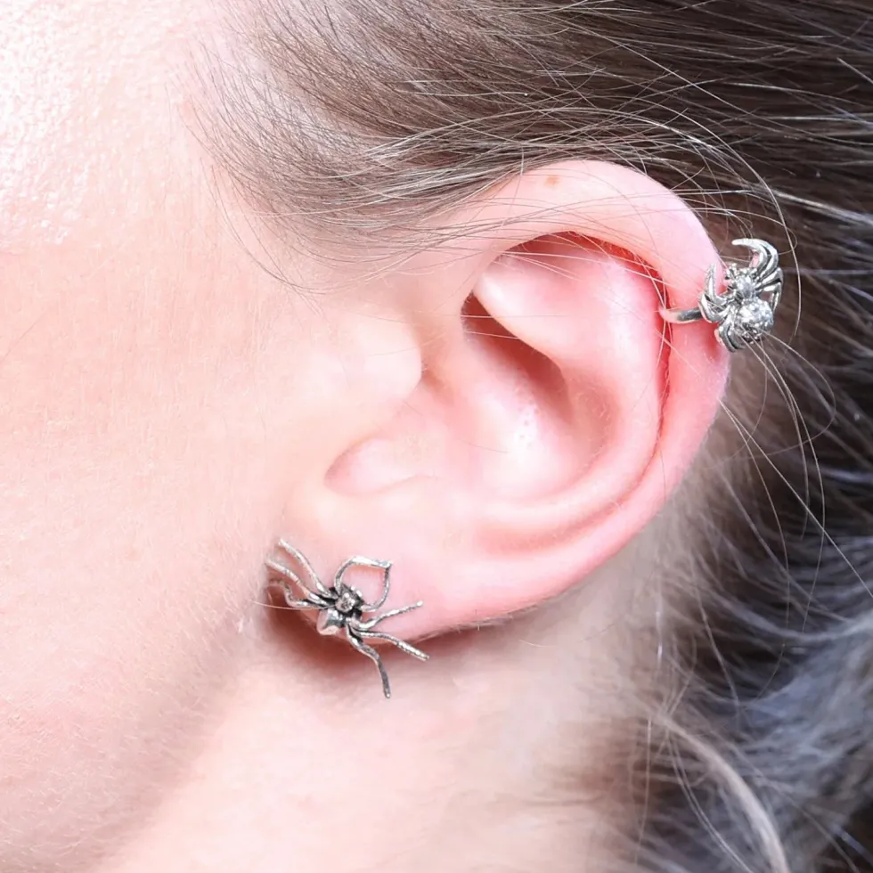 Spinne große Ohrringe Silber Ohrstecker 925 Sterlingsilber Ohrschmuck