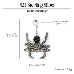 Spinne groß Gothic Ausgefallener Anhänger Auffallend 925 Silber
