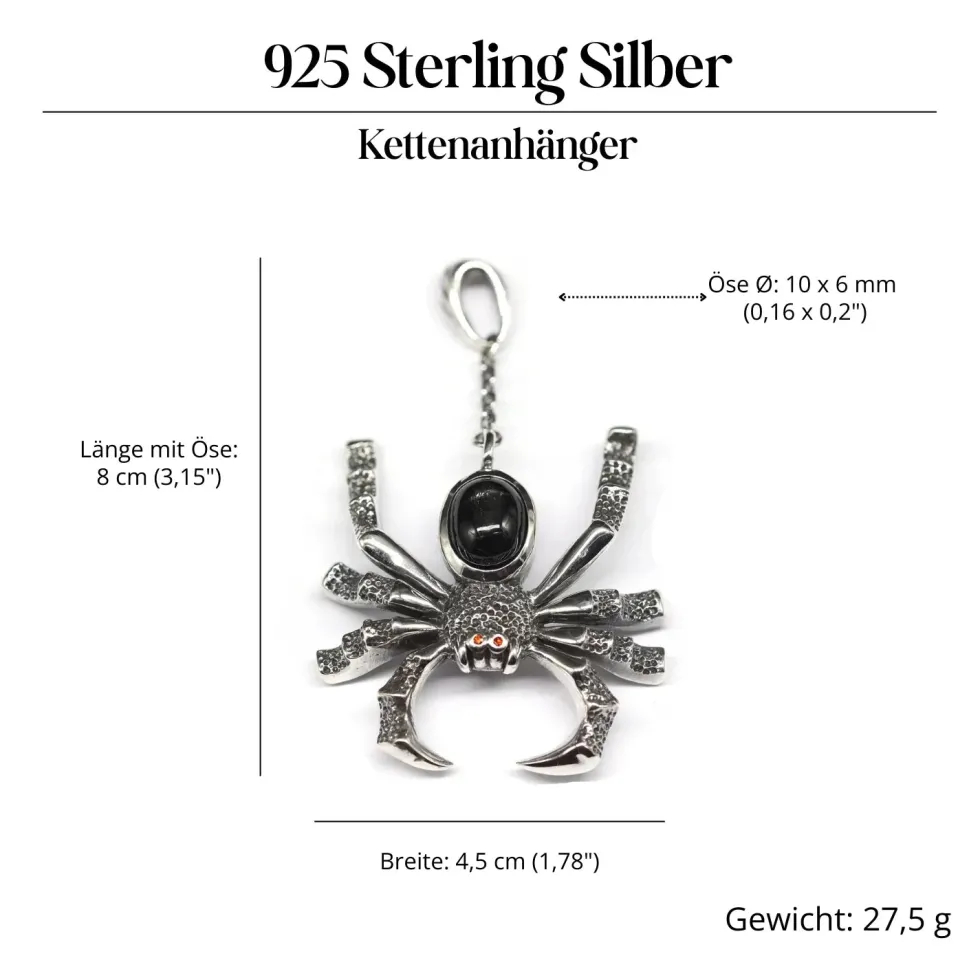 Spinne groß Gothic Ausgefallener Anhänger Auffallend 925 Silber