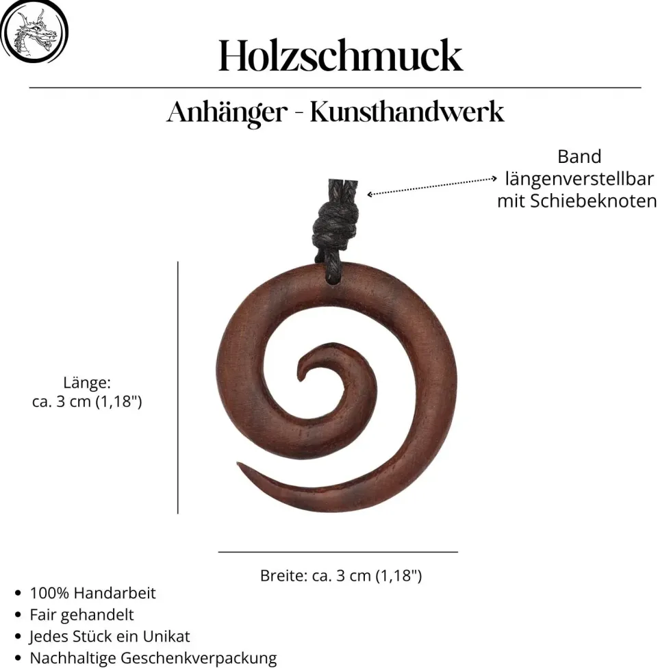 Spirale Holzschmuck 2-farbig Kette Schmuck