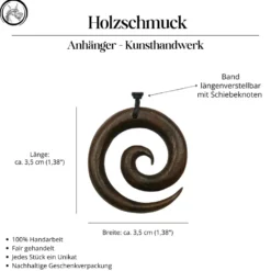 Spirale Holzschmuck Kette Schmuck- Ø 3,5cm Halskette