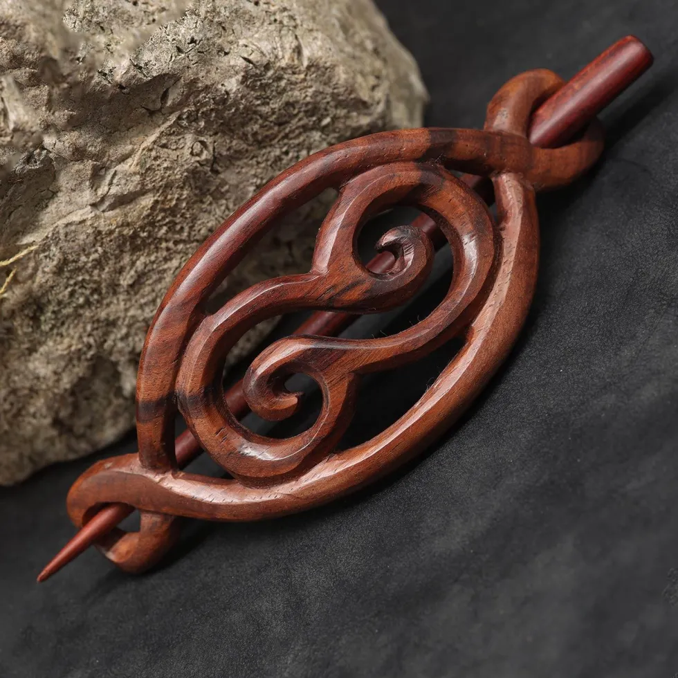Spiralen Haarspange aus Holz- Holzverschluss