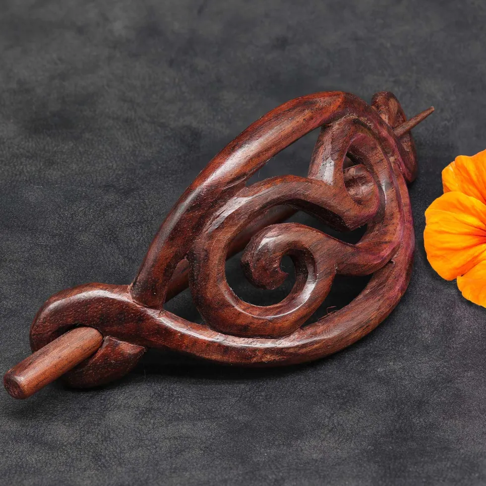 Spiralen Haarspange aus Holz- Holzverschluss