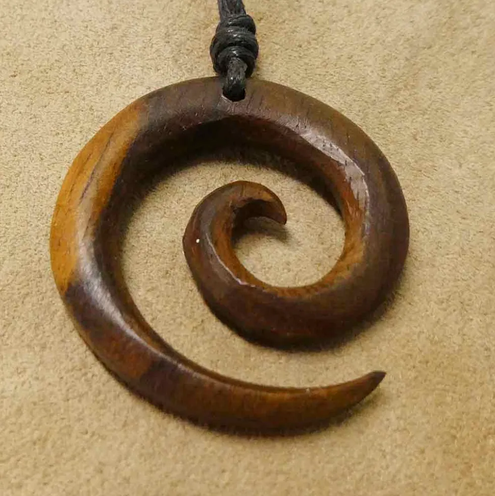 Spiralen Holz Halskette 3,5 cm 2-farbig Kette Schmuck