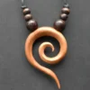 Spiralen Kette rotes Holz Schmuck Anhänger