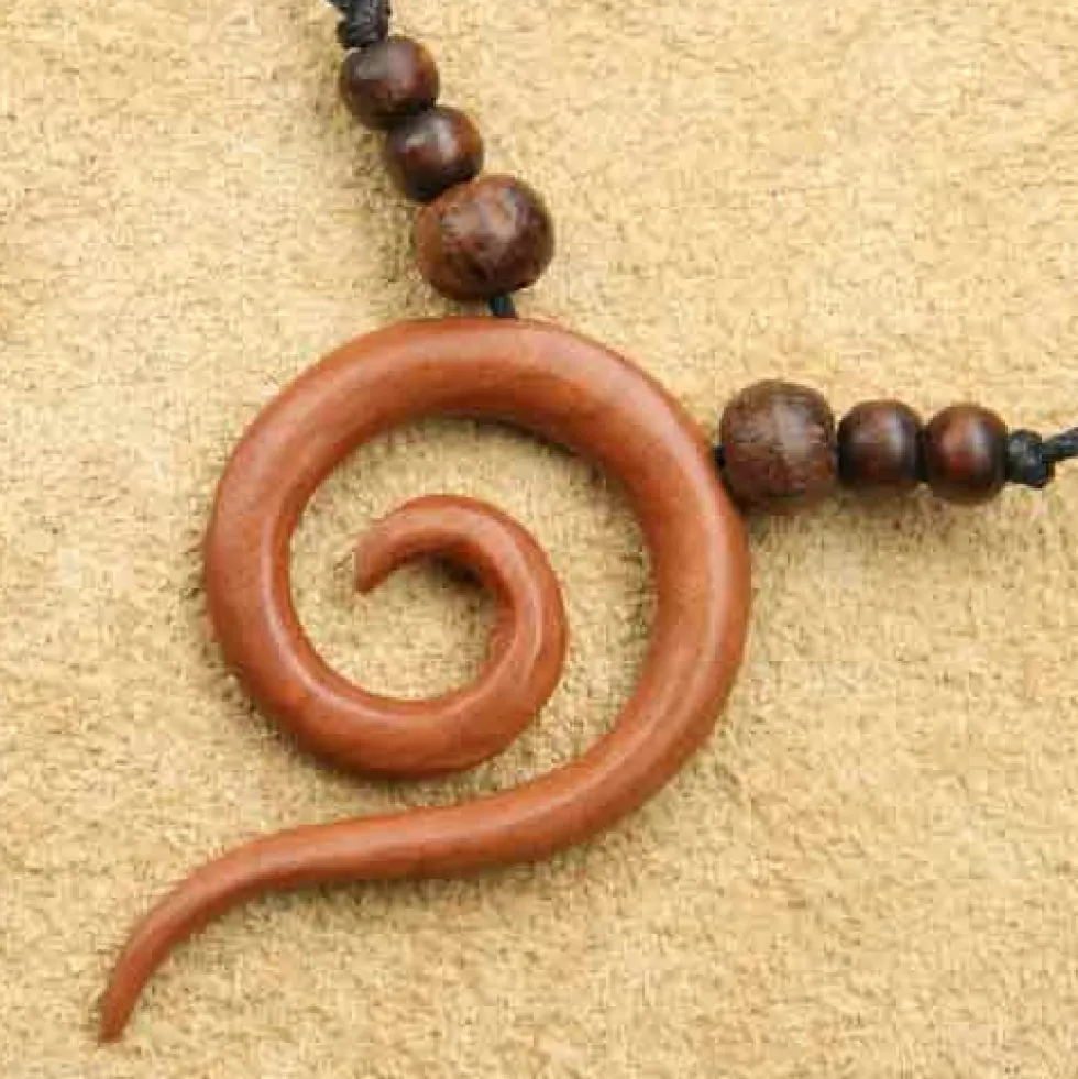 Spiralen Kette rotes Holz Schmuck Anhänger