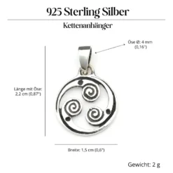 Spiralen Rad Kettenanhänger keltischer Schmuck 925 Silber Anhänger