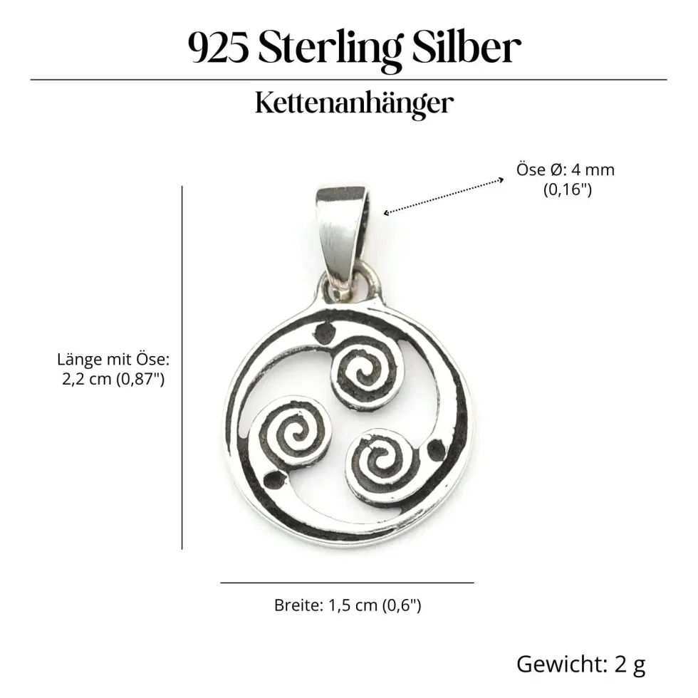 Spiralen Rad Kettenanhänger keltischer Schmuck 925 Silber Anhänger