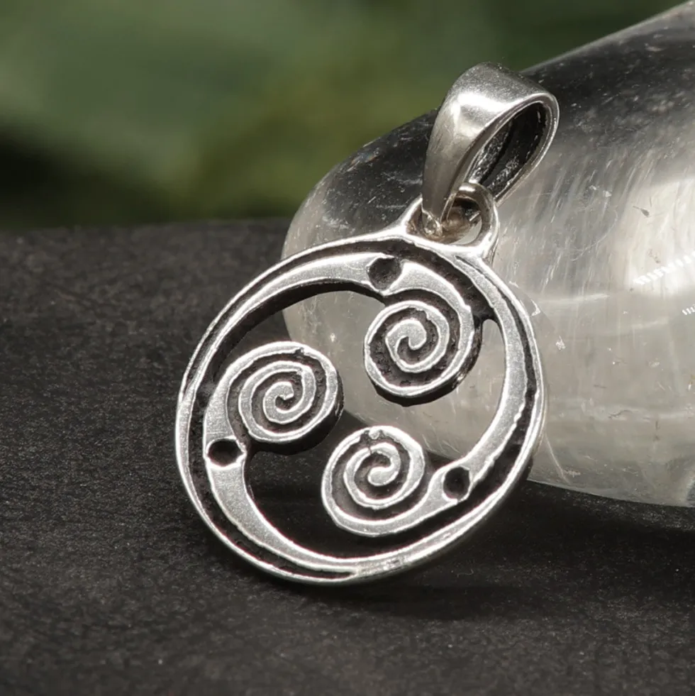 Spiralen Rad Kettenanhänger keltischer Schmuck 925 Silber Anhänger