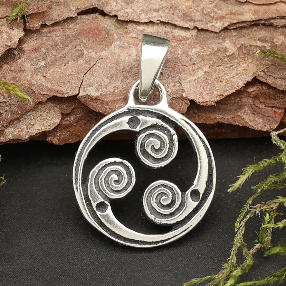 Spiralen Rad Kettenanhänger keltischer Schmuck 925 Silber Anhänger