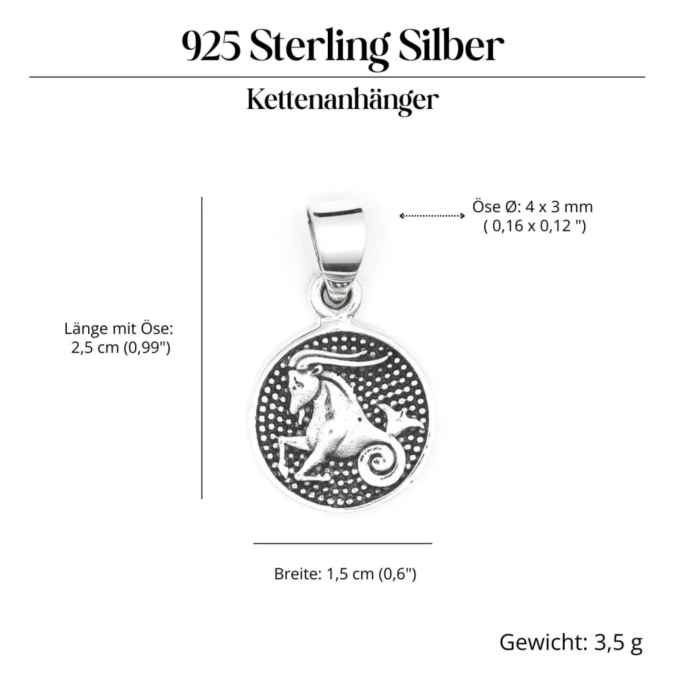 Steinbock Schmuck Astrologie Sternzeichen 925 Silber Anhänger Schmuck