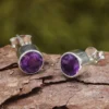 Steinschmuck Amethyst Ohrstecker 925 Silber (Paar)