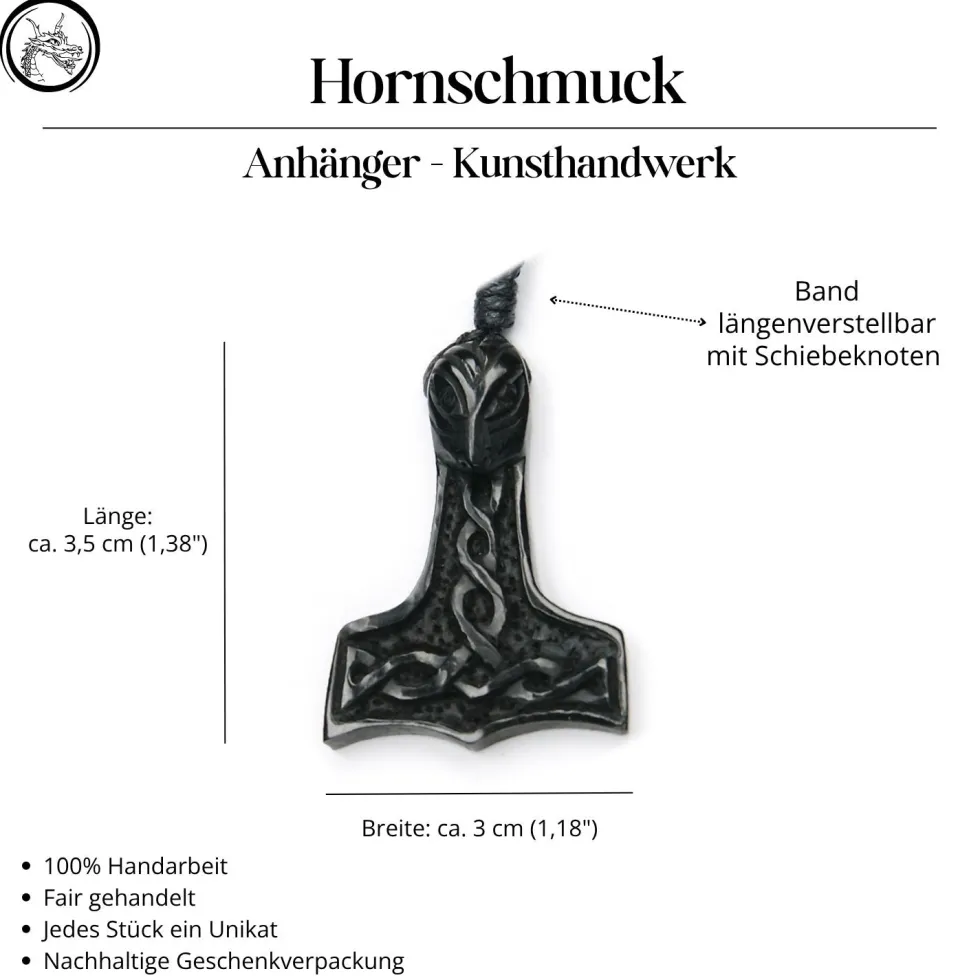 Thor Hammer Hornschmuck Anhänger Kette