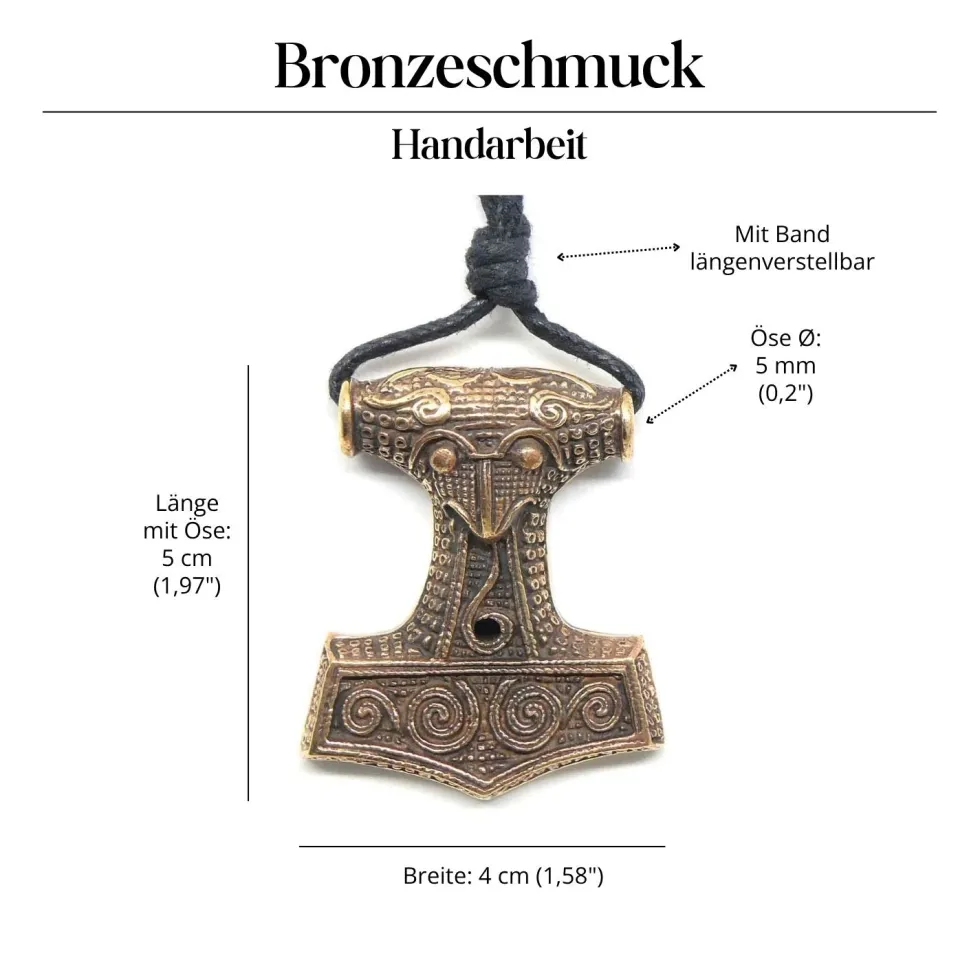 Thor Hammer Schmuck Bronze Anhänger