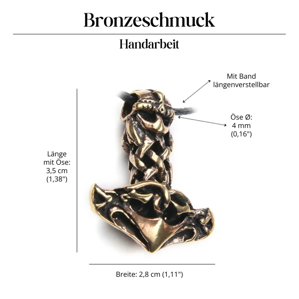 Thors Hammer Bronze Anhänger Schmuck