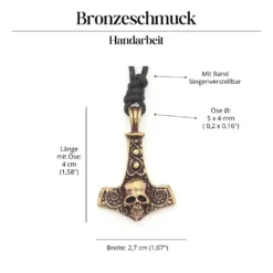 Thors Hammer Bronzeschmuck Anhänger mit Totenkopf