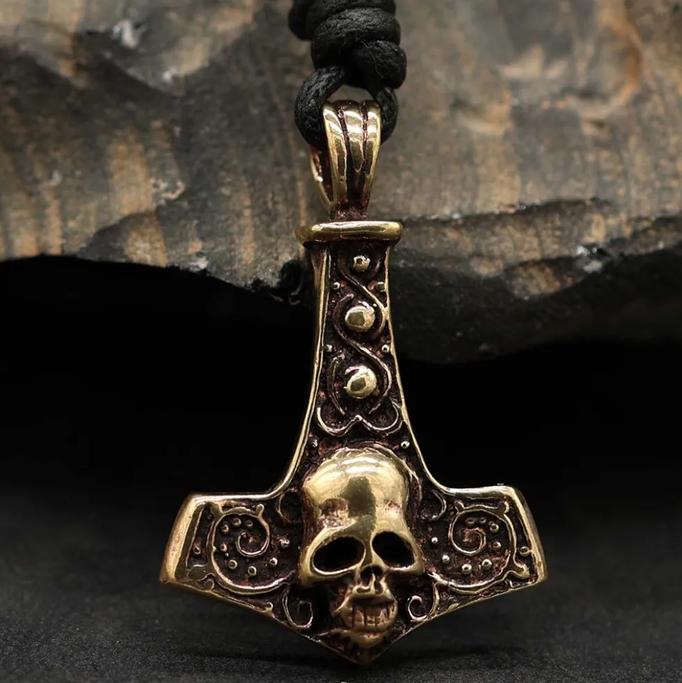 Thors Hammer Bronzeschmuck Anhänger mit Totenkopf
