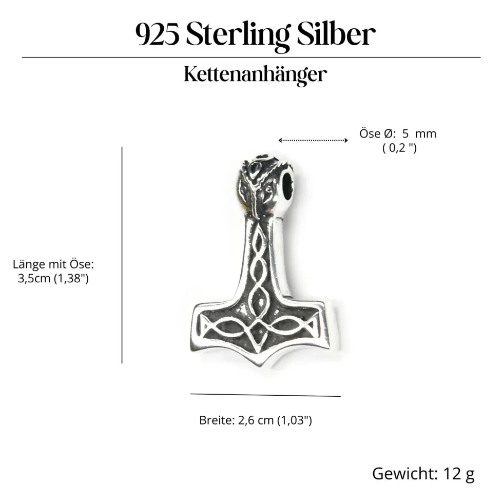 Thors Hammer fein Schmuck Anhänger aus Silber 925