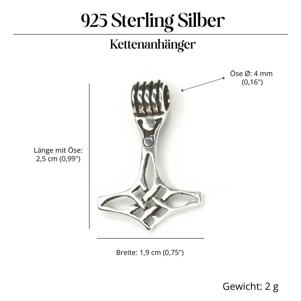Thors Hammer klein Kettenanhänger Silberschmuck 925 Silber