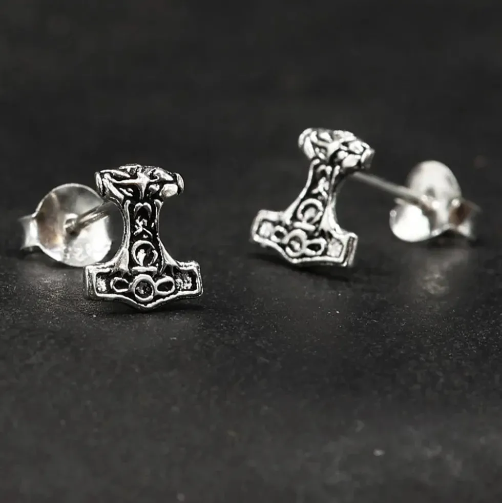 Thorshammer Ohrstecker 925 Silber 8mm Ohrschmuck
