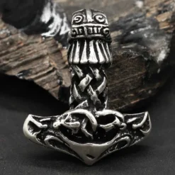Thors Hammer Schmuck Anhänger massiv Silber geflochten 925 Silber