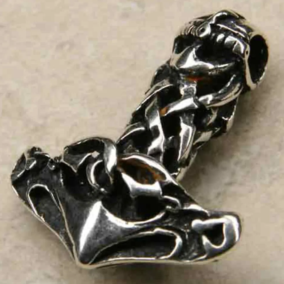 Thors Hammer Schmuck Anhänger massiv Silber geflochten 925 Silber