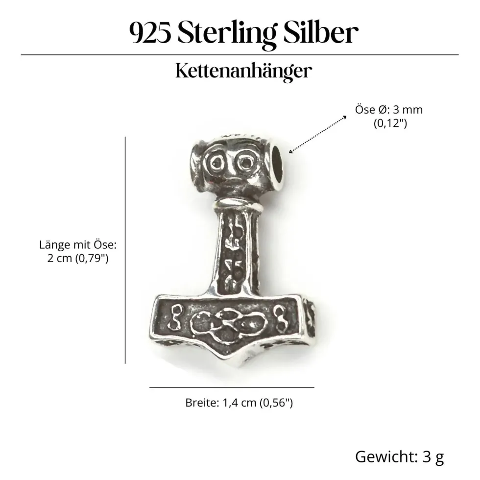 Thors Hammer Schmuck Kettenanhänger 925 Silber