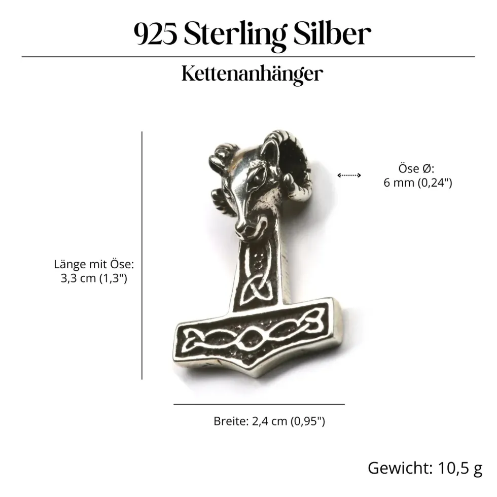 Thors Hammer Schmuck Kettenanhänger 925 Silber