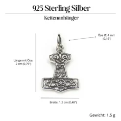 Thors Hammer Schmuck mini Kettenanhänger 925 Silber
