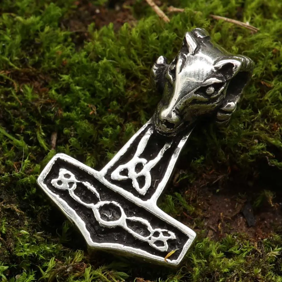 Thors Hammer Schmuck Widderkopf Silber Anhänger 925 Silber