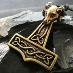 Thors Hammer Widderkopf Bronze Anhänger Schmuck
